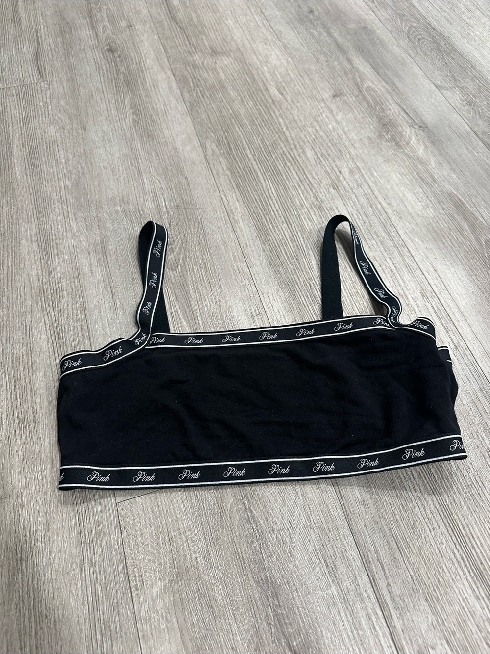 PINK Black Logo-Trim Bralette